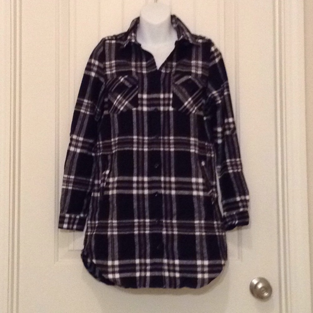 Soft Flannel Button Down Tunic